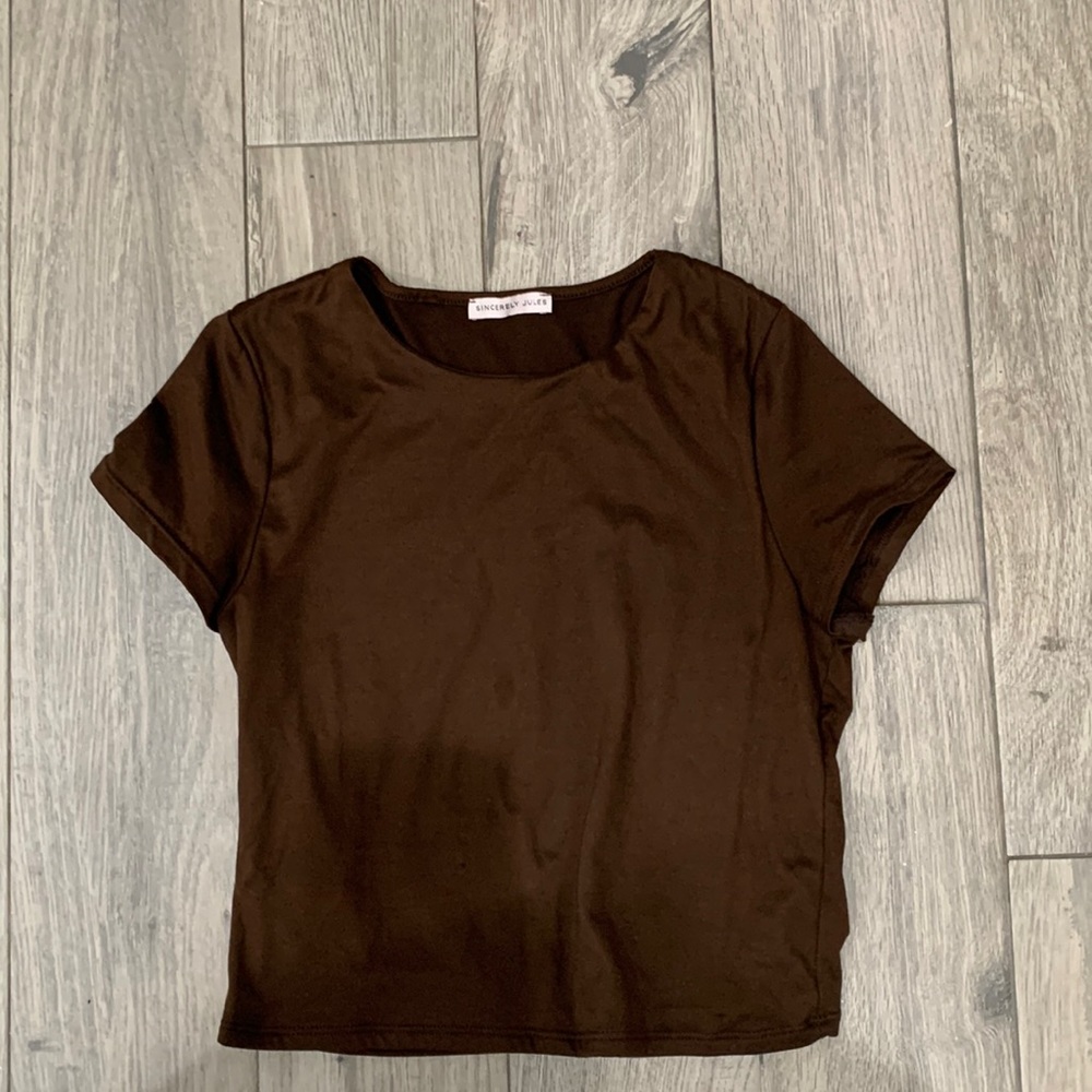 Brown cotton fitted top
